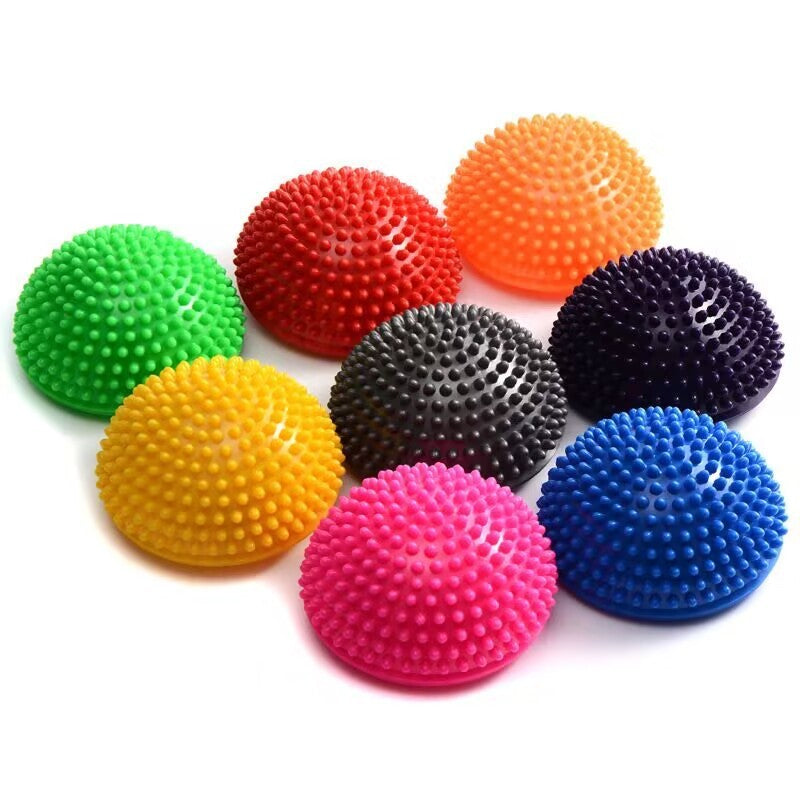 1pc Yoga Half Ball Trigger Point Hand Foot Massage Ball Physiotherapy Exercise Stepping Stones PVC Balance Pods Muscles Relax(First Place)