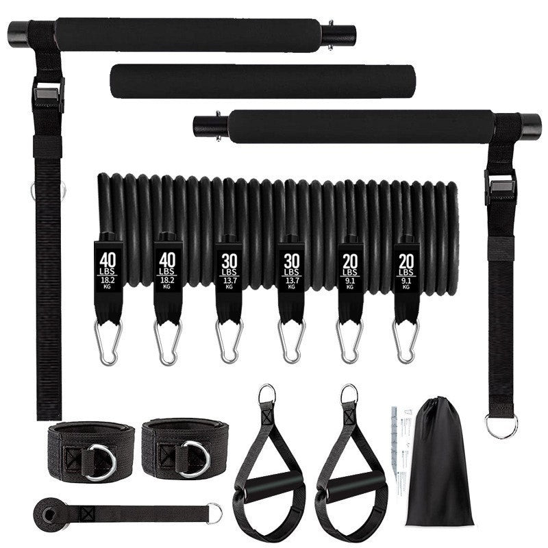 Portable Pilates Fitness Bar with 3 set Resistance Bands