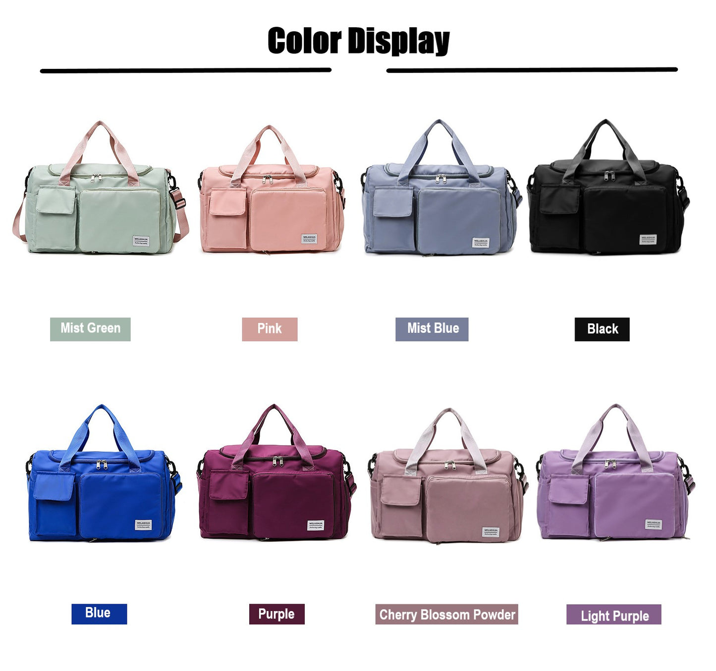 Large Capacity Travel Bag with Shoe Compartment and wet pocket/Unisex Sports Yoga Gym Fitness Training Shoulder Bag