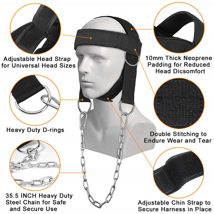 Neck Trainer Head Harness, Adjustable Head Strap for Neck Strengthening and Resistance Training, Improving Muscle Strength