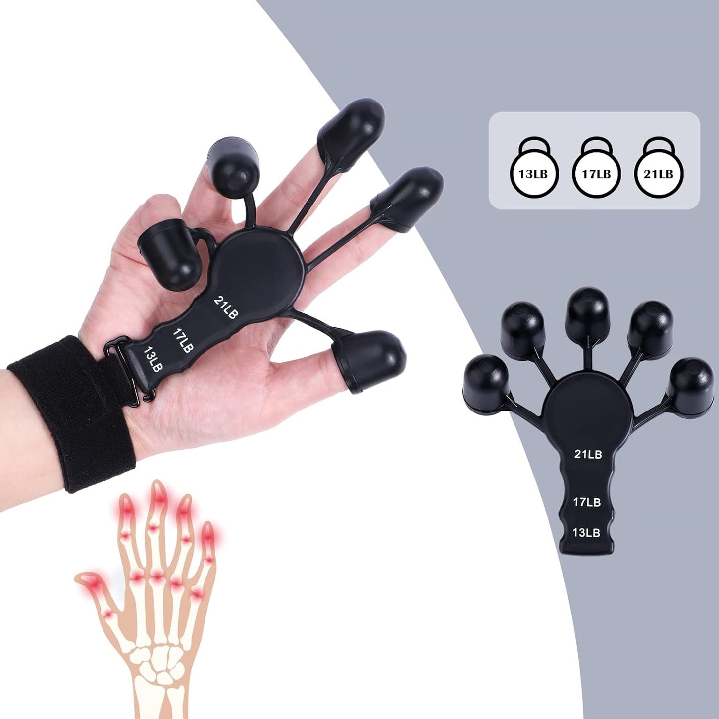 Grip Strength Trainer, Adjustable 3 Levels Finger Exerciser/ Hand Grip Strengthener