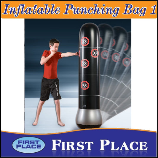 Boxing Punch Bag Freestanding Punching Bag, Inflatable Heavy Punching Bag Target Stand Punching Kick Training Bag with Air Inflator Pedal Pump for Kid Adult