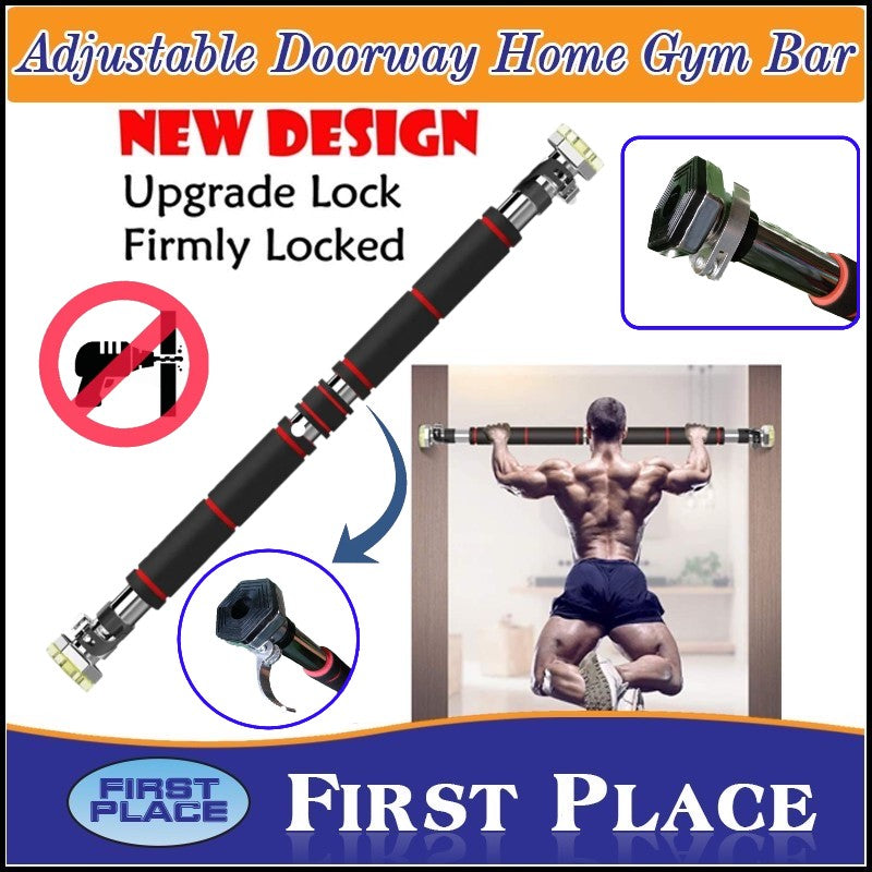 Adjustable Horizontal Pull Up /Chin up Bar with Safety Clip (Length 83cm-130cm)