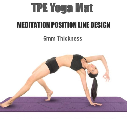 6mm Thickness,  2 colors TPE Yoga Mat with Alignment Marker/Lines