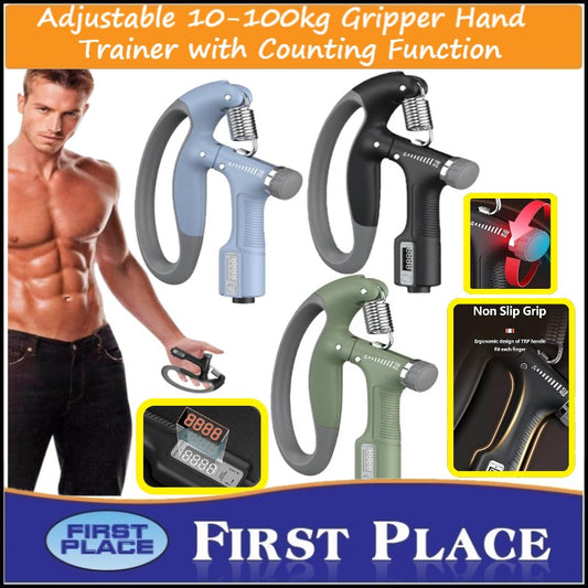 10-100kg Adjustable Hand Grip Strengthener with Counter