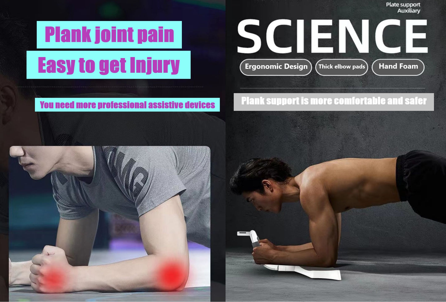 Plank Support Equipment, Multifunctional Plank core Trainer with Timer, Push-up Flat Trainer, width adjustable