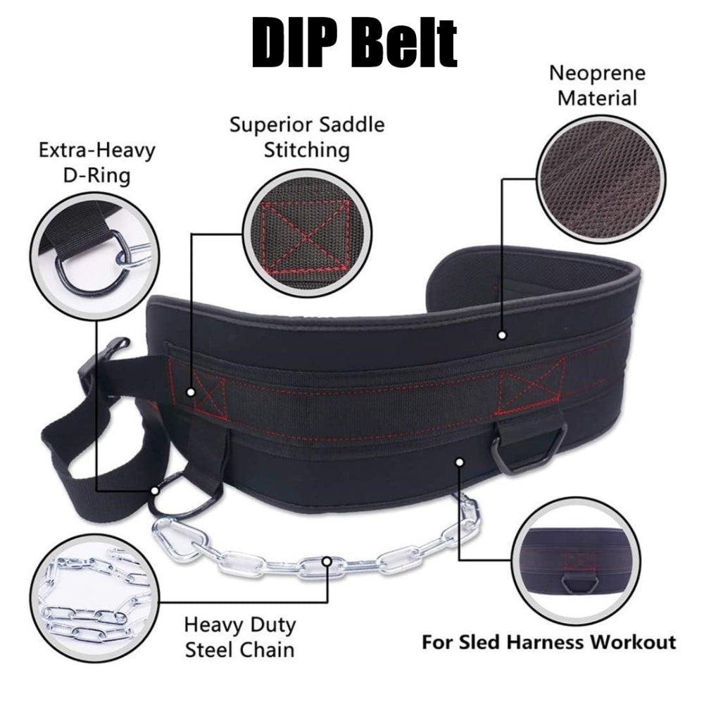 Adjustable Weightlifting Belt with Chain for DIPS Pull UPS Weight Lifting