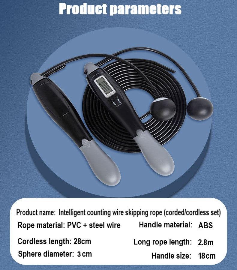Jump Rope Multifunctional Exercise Skipping Rope with Calorie Counter, Adjustable Length, Cordless Jumping Rope