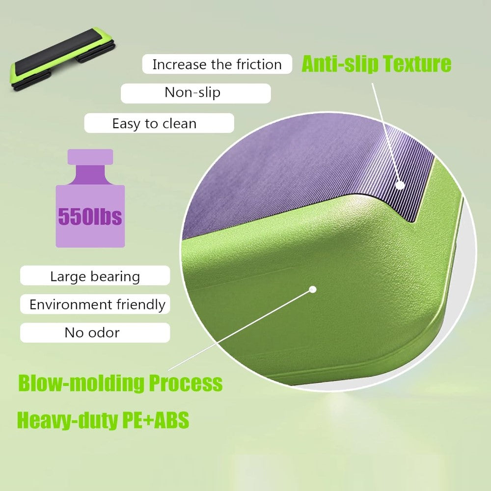 Non Slip Surface, Adjustable Height Aerobic Step Platform for Cardio, Core, Strength, Stability, Resistance Training, Exercise Step Platform