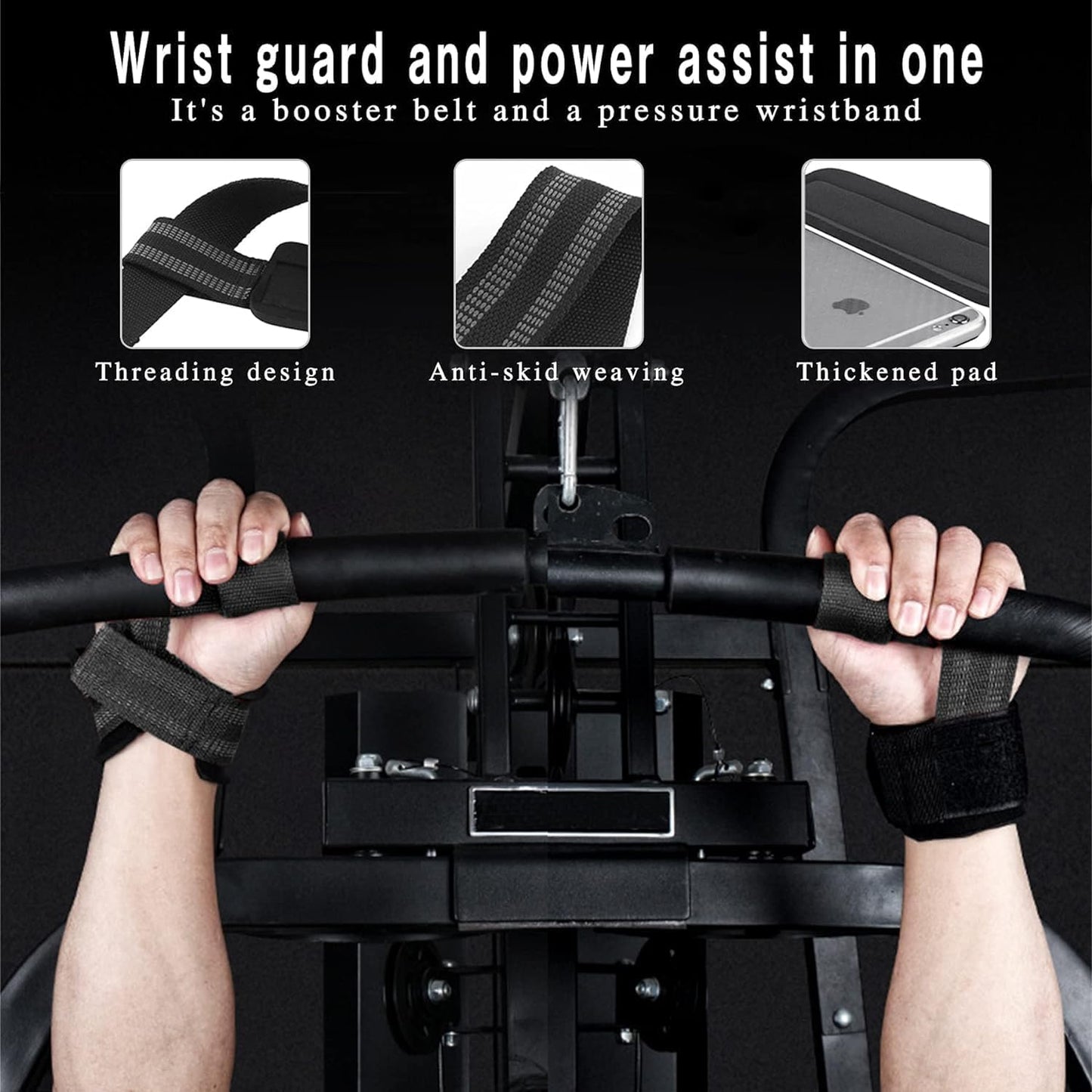 2Pcs Weightlifting Straps/ Wrist Wraps Non-Slip Wrist Straps Lifting Weight Aids Strength Training Straps