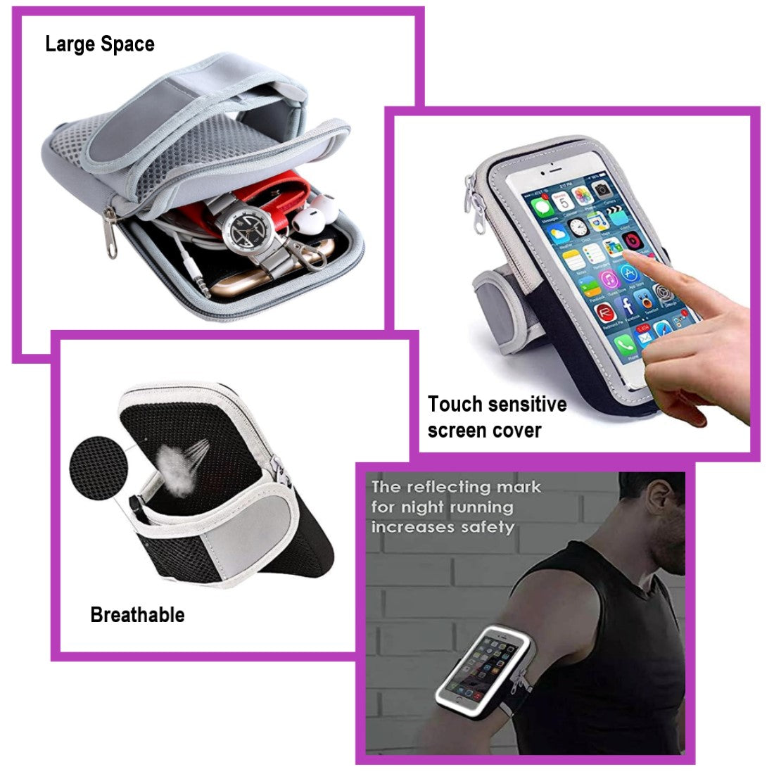 Armband phone case with touchable transparent screen for Workout Running Gym Fitness, Running Bag