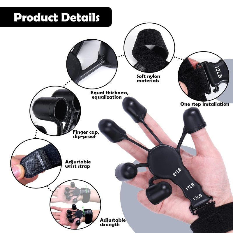 Grip Strength Trainer, Adjustable 3 Levels Finger Exerciser/ Hand Grip Strengthener