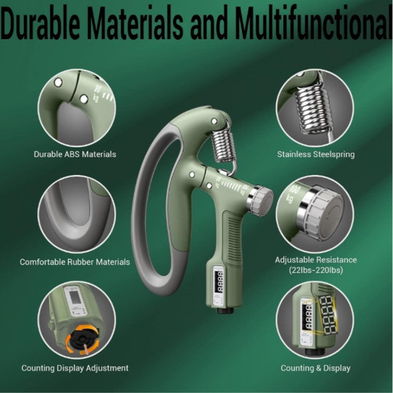 10-100kg Adjustable Hand Grip Strengthener with Counter