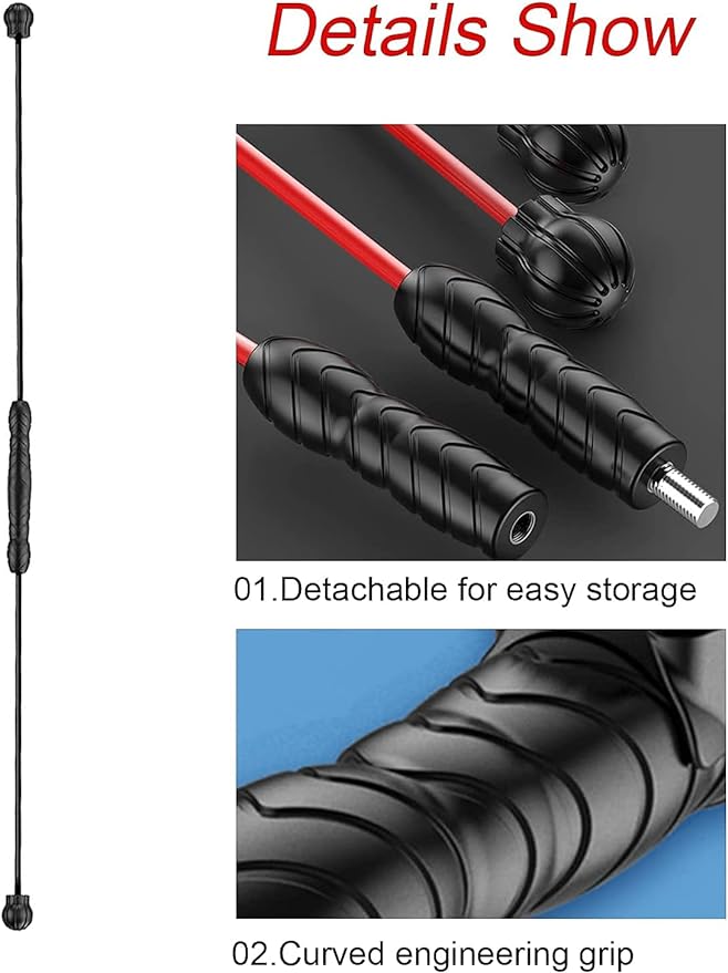 Multi-Function Training Stick Fitness Flexi Bar/Rod Exercise Elastic Stick /Burning Fat Rejection Bar/Swingstick Fitness Swing Bar for Vibration Training