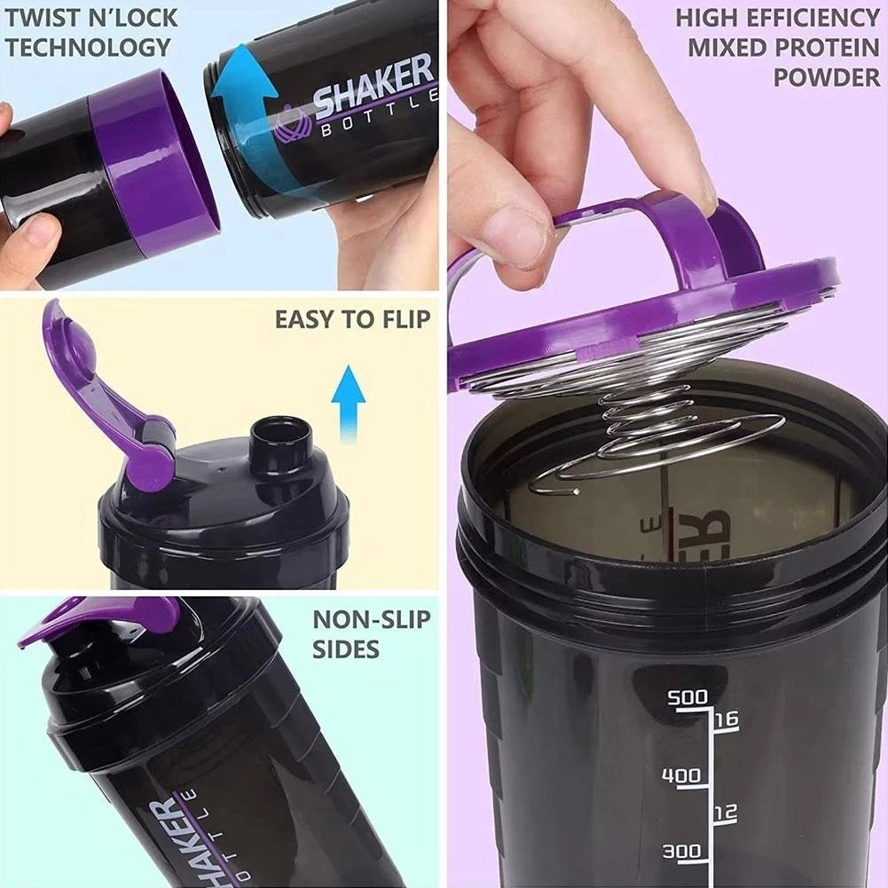 500ml Spider Protein Shaker Bottle/ Water Bottle / Gym Shaker Bottle with Powder Storage & Pill Tray