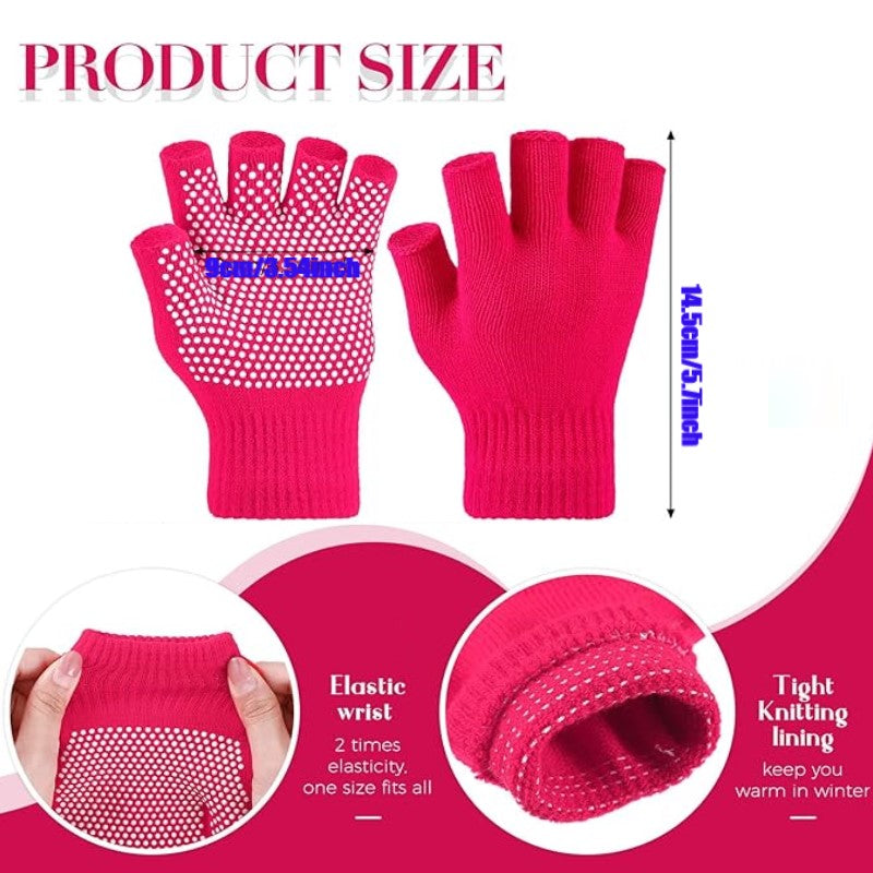 Non Slip Yoga gloves for Women, Toeless Anti-skid Pilates, Barre, Ballet, Bikram Workout gloves