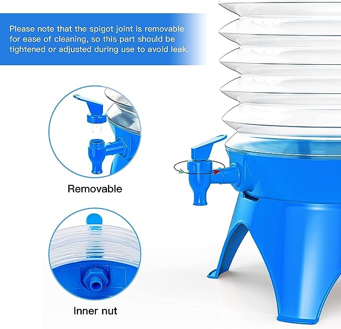 Drink Dispenser,  Beverage Dispenser with Spigot for Outdoor Party, Portable, Collapsible, Clear-Drink Jar Containers