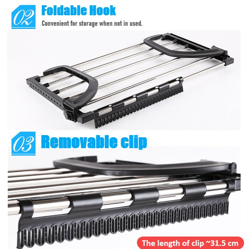 Foldable Stainless Steel Clothes Dryer Stand Cloth Drying Rack for Home, Balcony, and Window (59cm/40cm)