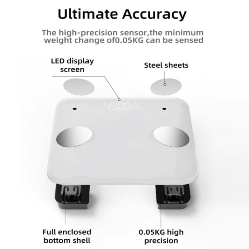 Smart health electronic Body Weight scale that analyzes HDA body index with Bluetooth connection using App