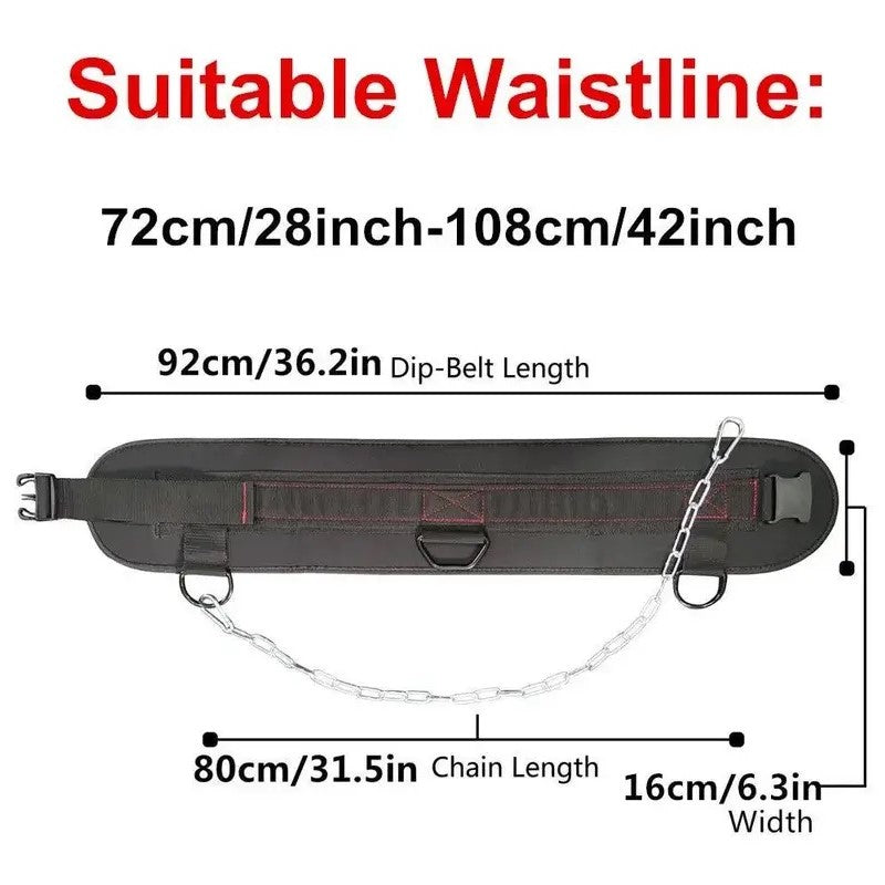 Adjustable Weightlifting Belt with Chain for DIPS Pull UPS Weight Lifting