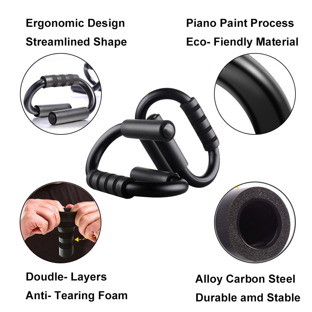 Push Up Bar Stand/ Press Up Bar Pair With Non-slip Foam Handle/Push-up Support Steel Chest Muscle Training Arm Muscles Exercise Training S-type Push-ups Home Fitness Equipment