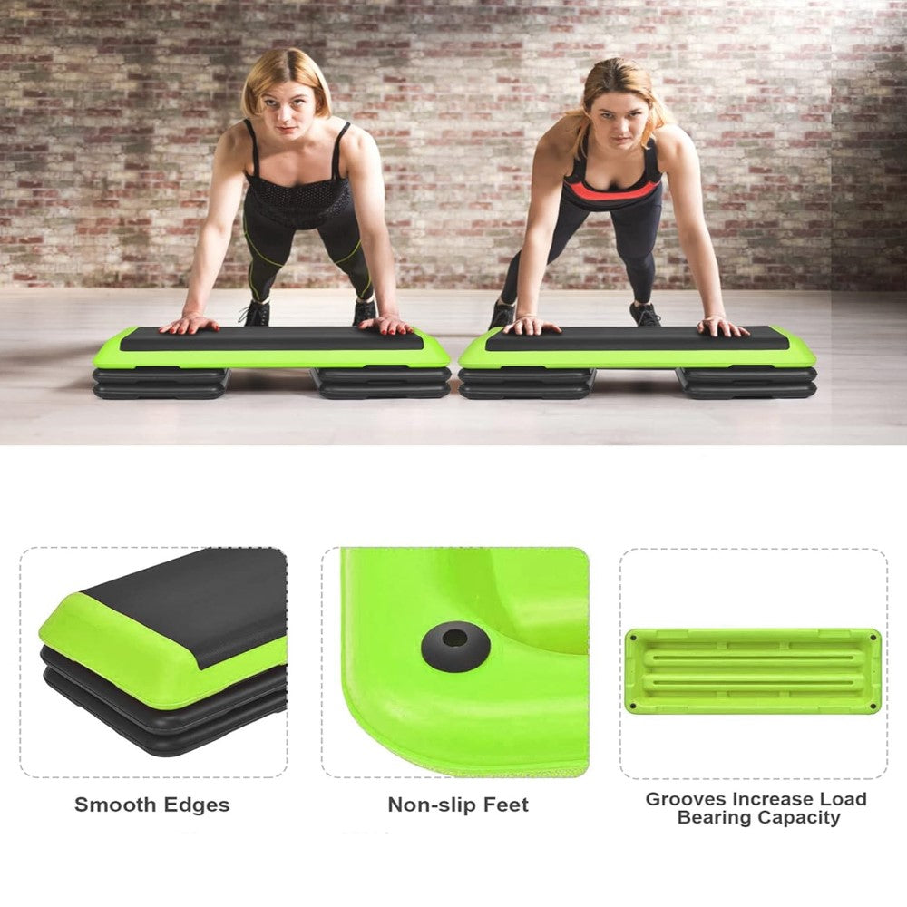 Non Slip Surface, Adjustable Height Aerobic Step Platform for Cardio, Core, Strength, Stability, Resistance Training, Exercise Step Platform