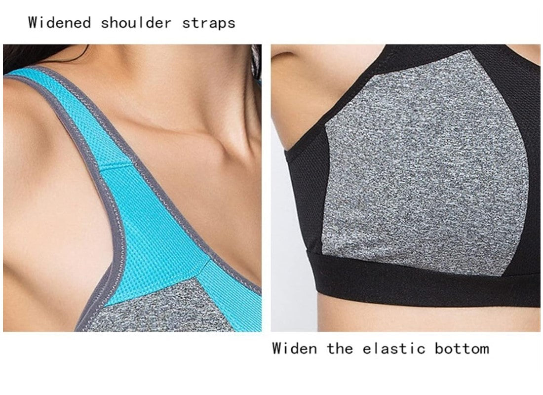 Women's Double Layer Sports Bra/Shockproof, Front Opening, Built-In Molded Cup, Sweat Absorbent, Quick Drying, Sports Bra, Running, Yoga Bra