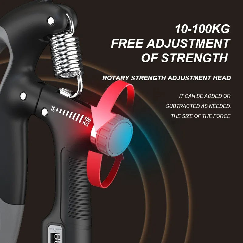 10-100kg Adjustable Hand Grip Strengthener with Counter
