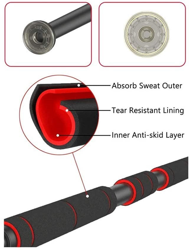 Adjustable Horizontal Pull Up /Chin up Bar with Safety Clip (Length 83cm-130cm)