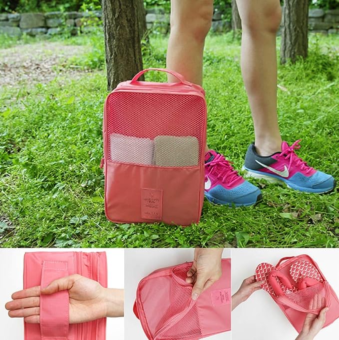 Portable Travel Shoe Bag Organizer, Triple Layer Shoe Case