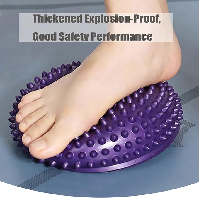 1pc Yoga Half Ball Trigger Point Hand Foot Massage Ball Physiotherapy Exercise Stepping Stones PVC Balance Pods Muscles Relax(First Place)