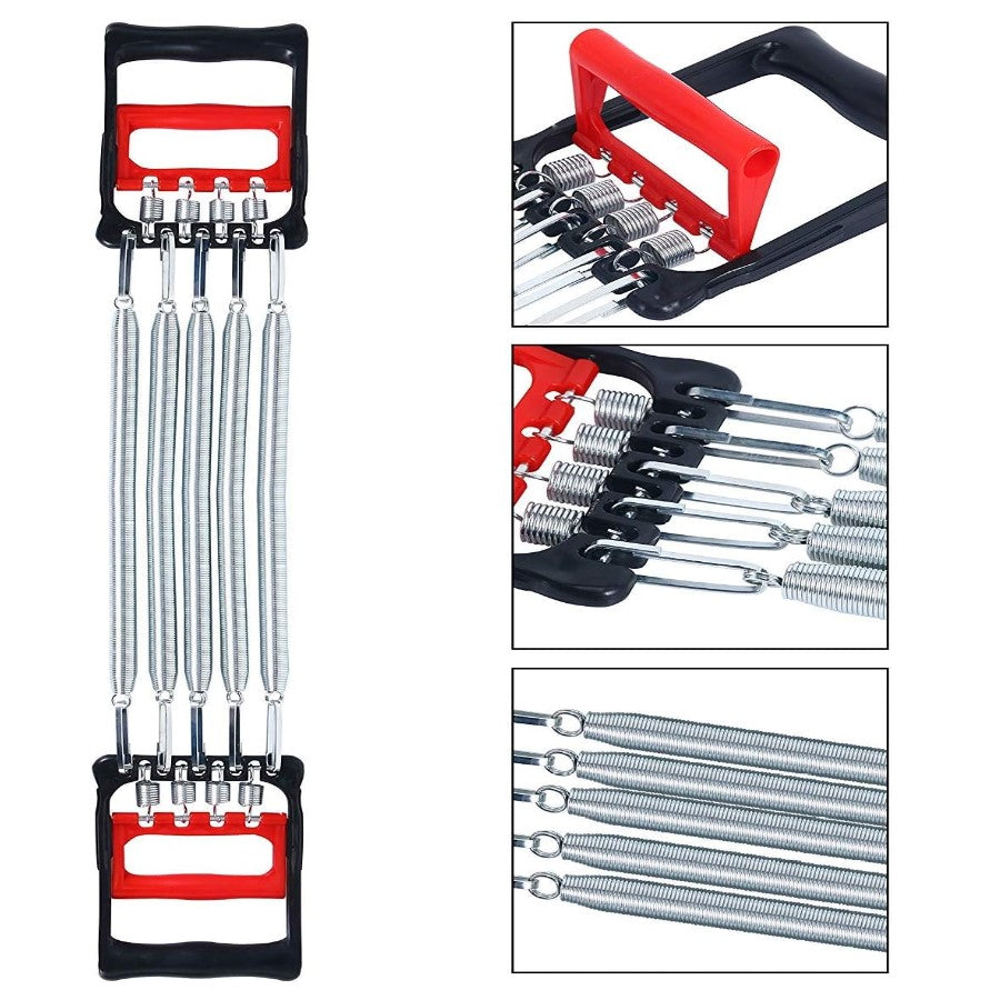 Chest Expander Exercise Resistance Bands Adjustable Hand Gripper Arm Pull Bar Arm Muscle Exerciser with 5 Springs Strength Trainer for Home Gym Muscle Training Exerciser