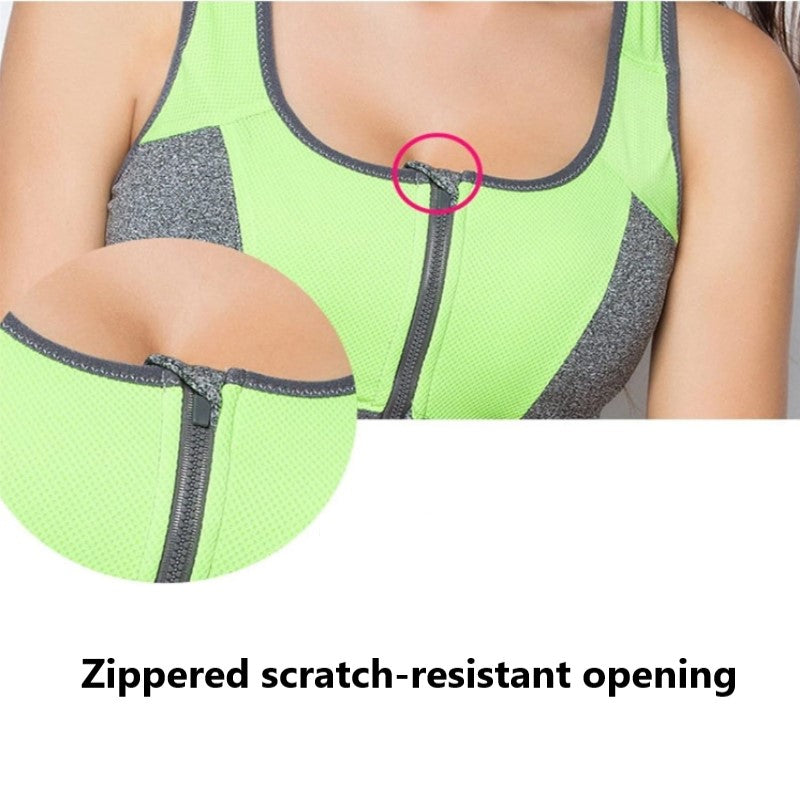 Women's Double Layer Sports Bra/Shockproof, Front Opening, Built-In Molded Cup, Sweat Absorbent, Quick Drying, Sports Bra, Running, Yoga Bra