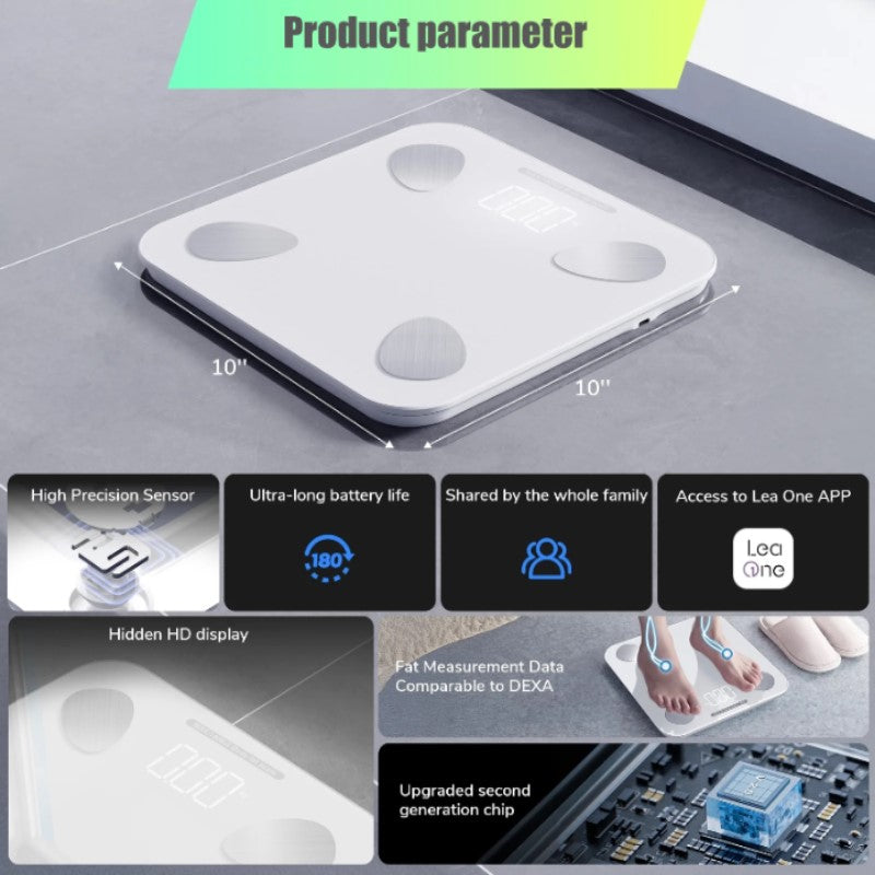 Smart health electronic Body Weight scale that analyzes HDA body index with Bluetooth connection using App