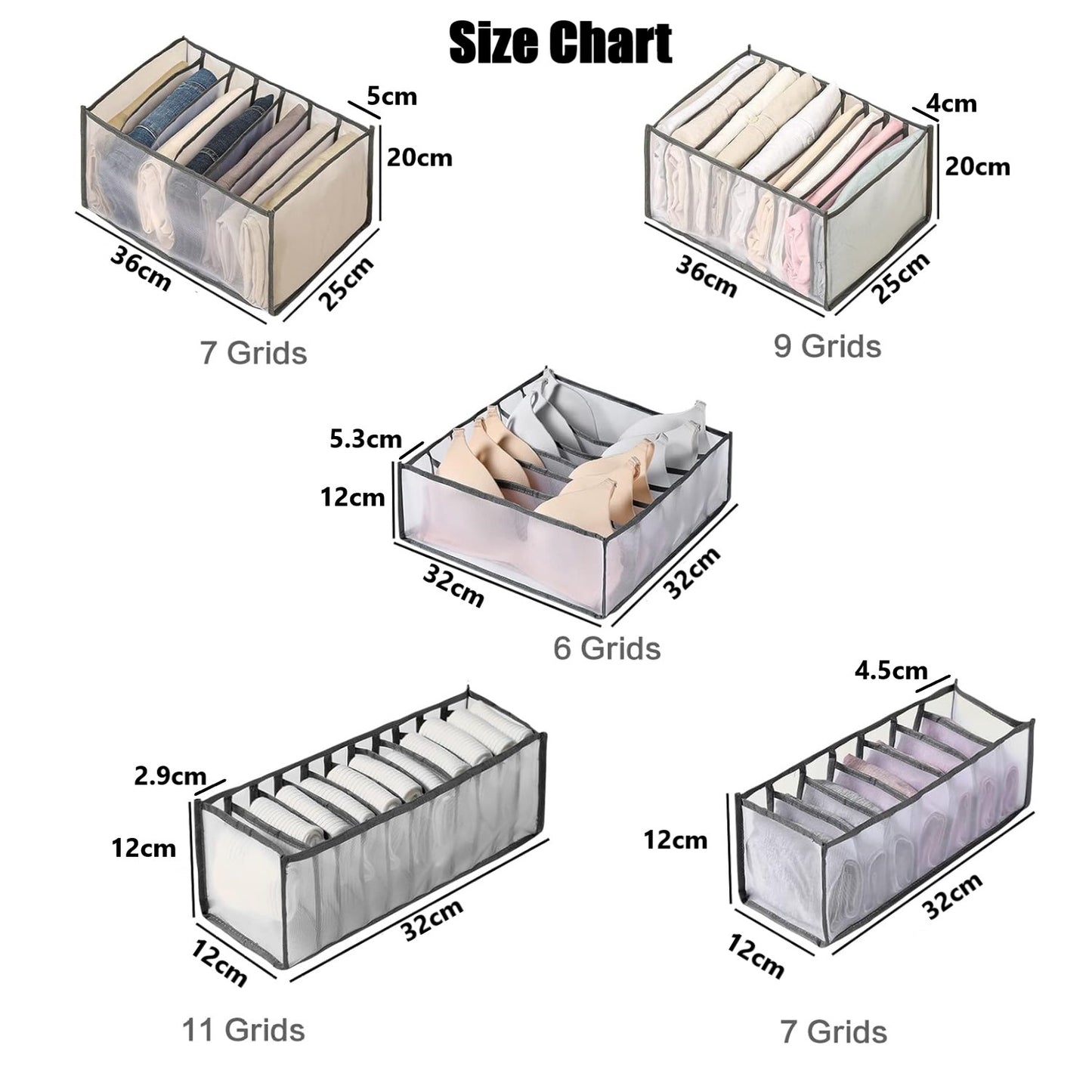 Collapsible Storage Boxes Bra Underwear Closet Organizer Foldable Container Case