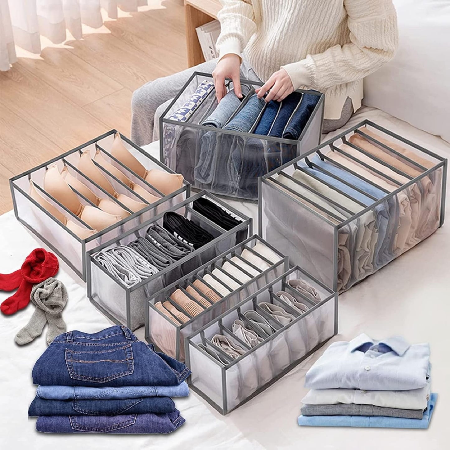 Collapsible Storage Boxes Bra Underwear Closet Organizer Foldable Container Case