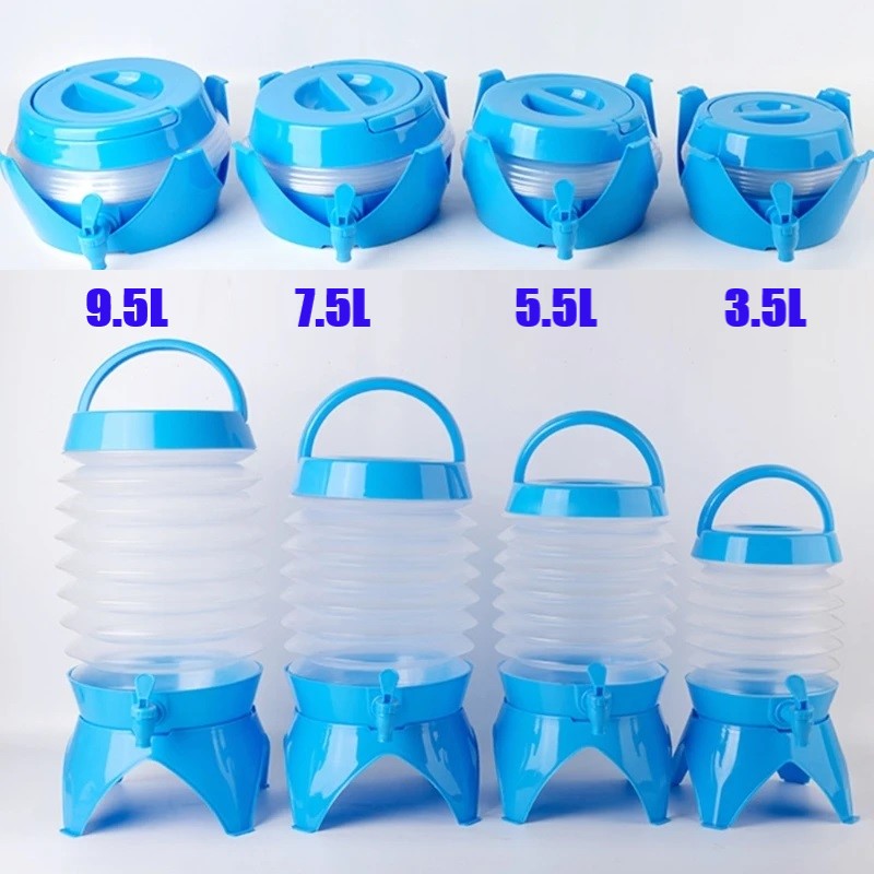 Drink Dispenser,  Beverage Dispenser with Spigot for Outdoor Party, Portable, Collapsible, Clear-Drink Jar Containers