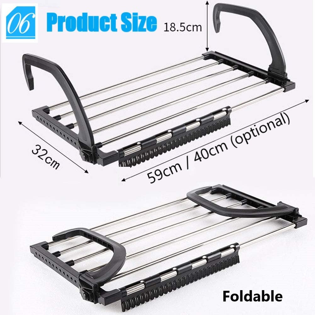 Foldable Stainless Steel Clothes Dryer Stand Cloth Drying Rack for Home, Balcony, and Window (59cm/40cm)
