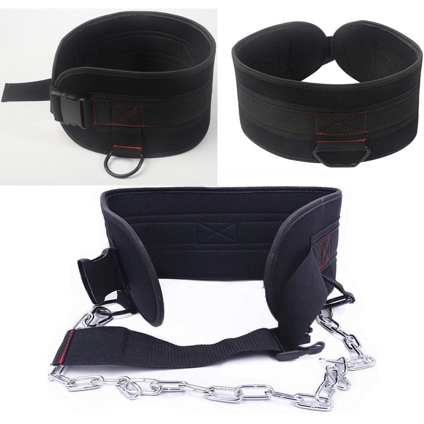 Adjustable Weightlifting Belt with Chain for DIPS Pull UPS Weight Lifting