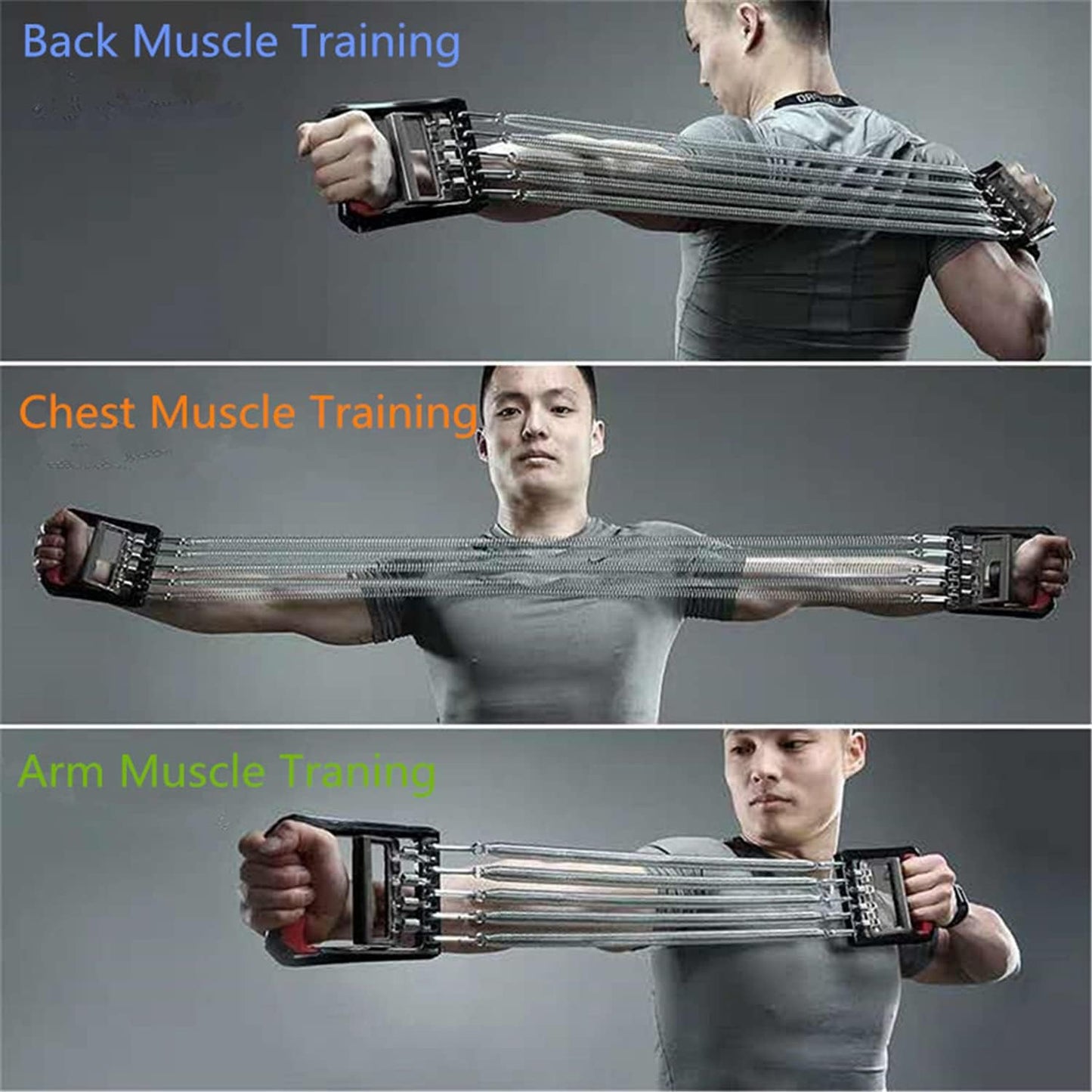 Chest Expander Exercise Resistance Bands Adjustable Hand Gripper Arm Pull Bar Arm Muscle Exerciser with 5 Springs Strength Trainer for Home Gym Muscle Training Exerciser