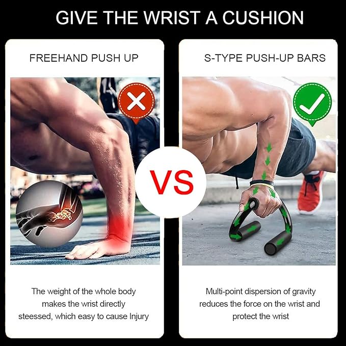 Push Up Bar Stand/ Press Up Bar Pair With Non-slip Foam Handle/Push-up Support Steel Chest Muscle Training Arm Muscles Exercise Training S-type Push-ups Home Fitness Equipment