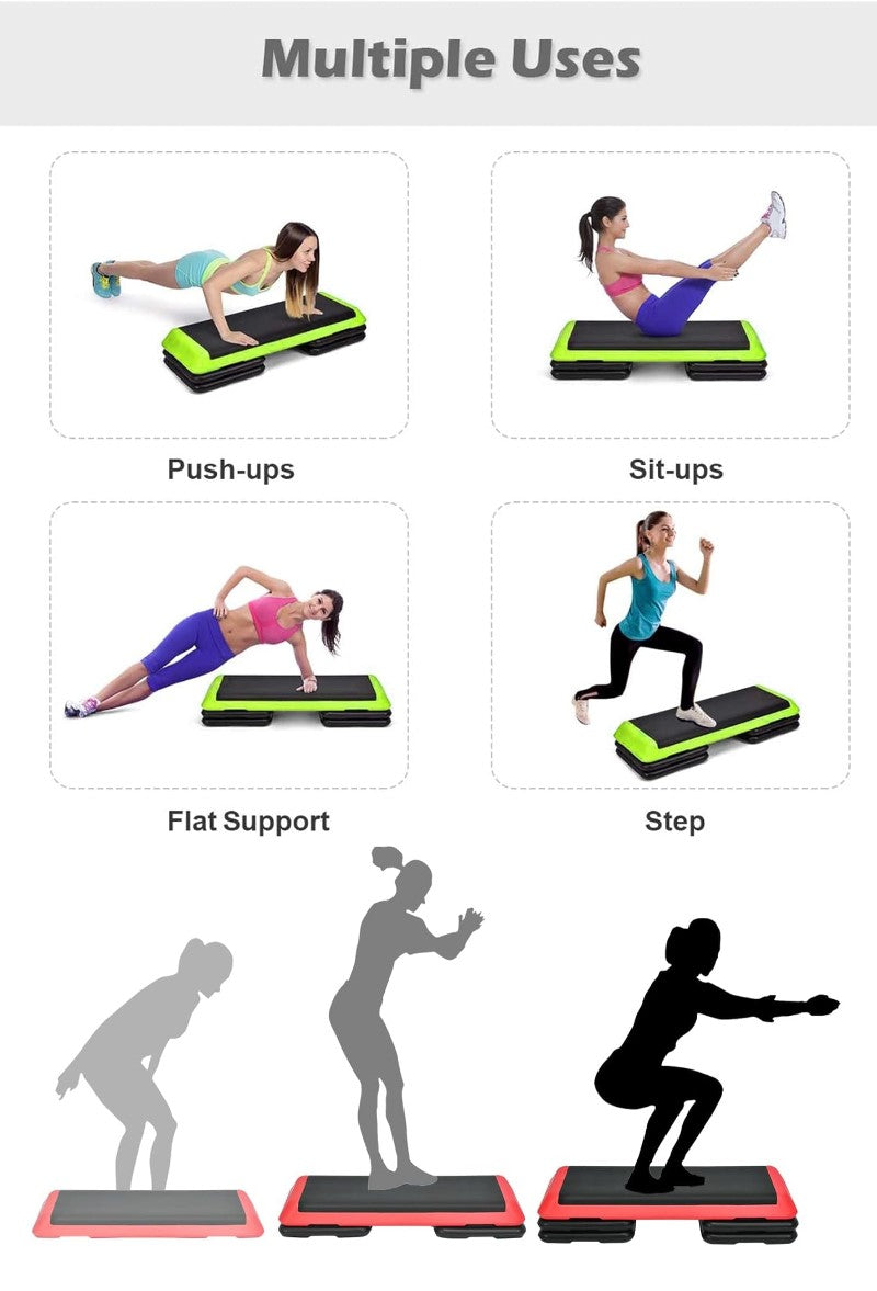 Non Slip Surface, Adjustable Height Aerobic Step Platform for Cardio, Core, Strength, Stability, Resistance Training, Exercise Step Platform