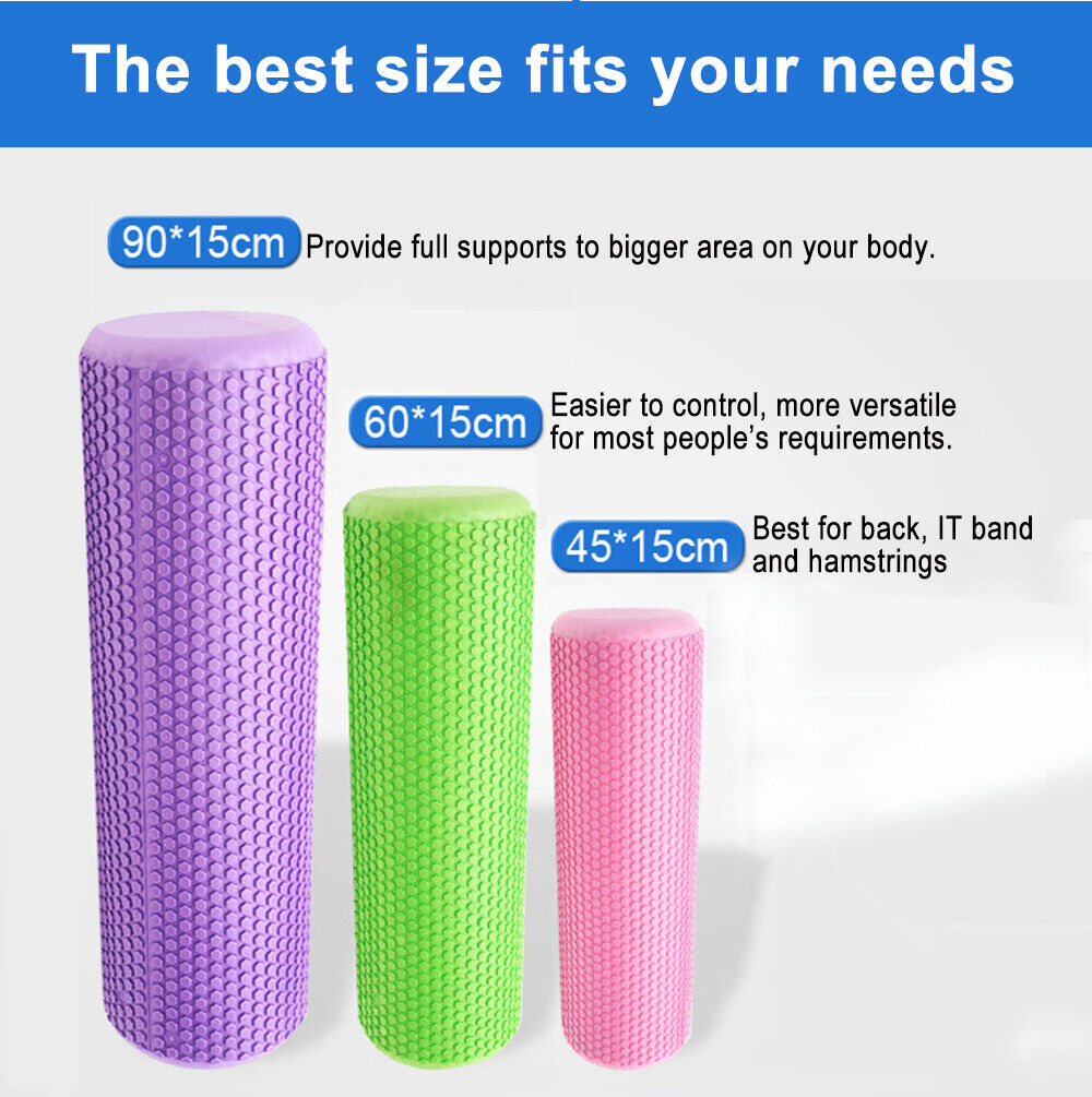30/45/60/90CM Yoga Foam Roller/ High-density EVA Muscle Roller Self Massage Tool /Solid EVA Yoga column