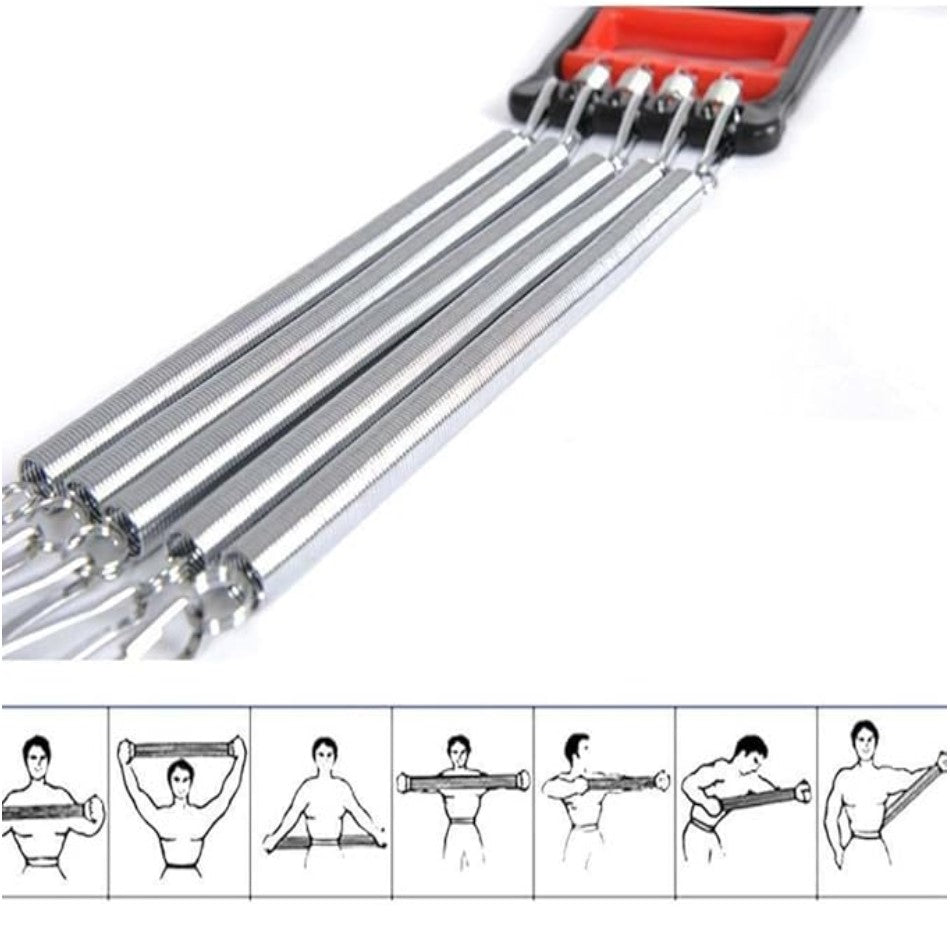 Chest Expander Exercise Resistance Bands Adjustable Hand Gripper Arm Pull Bar Arm Muscle Exerciser with 5 Springs Strength Trainer for Home Gym Muscle Training Exerciser