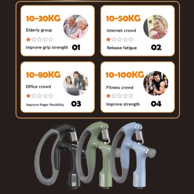 10-100kg Adjustable Hand Grip Strengthener with Counter