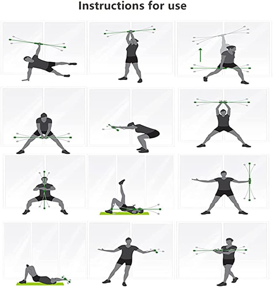 Multi-Function Training Stick Fitness Flexi Bar/Rod Exercise Elastic Stick /Burning Fat Rejection Bar/Swingstick Fitness Swing Bar for Vibration Training