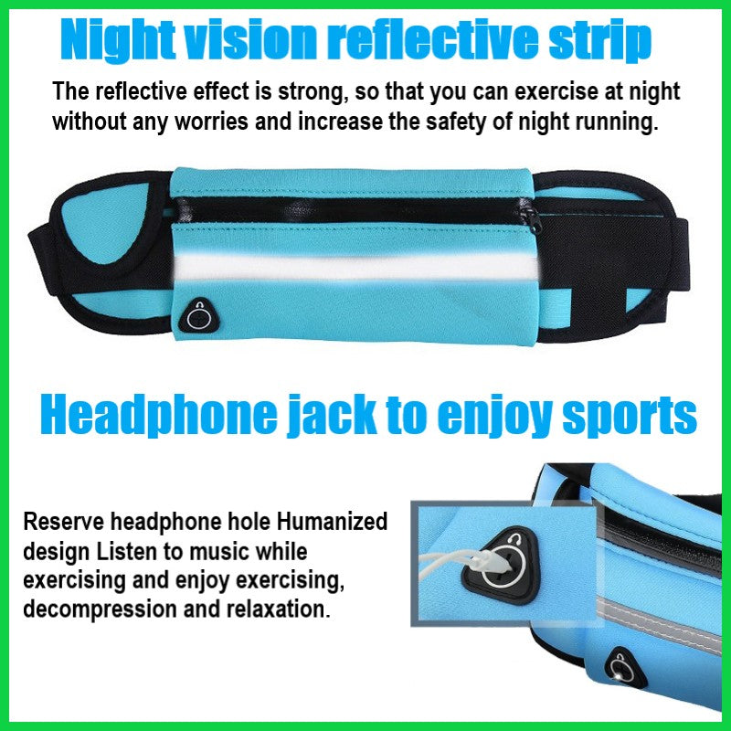Running Belt Waist Bag with Hidden Water Bottle Holder, Men/Women Waist Pack with Bounce Free Technology, Reflective Strips fits Large Phone for Running, Hiking, Cycling