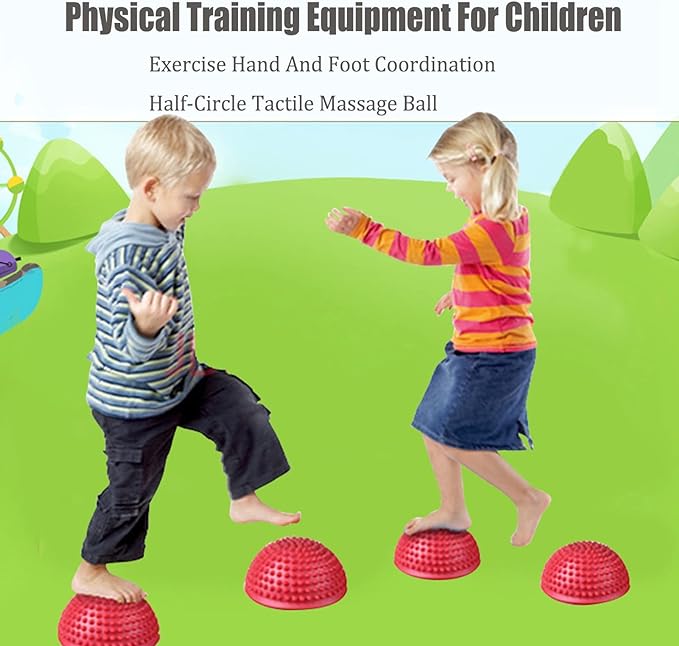 1pc Yoga Half Ball Trigger Point Hand Foot Massage Ball Physiotherapy Exercise Stepping Stones PVC Balance Pods Muscles Relax(First Place)