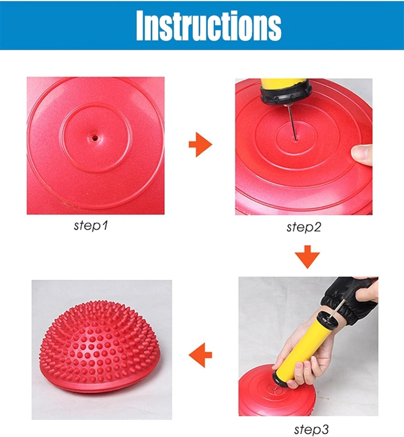 1pc Yoga Half Ball Trigger Point Hand Foot Massage Ball Physiotherapy Exercise Stepping Stones PVC Balance Pods Muscles Relax(First Place)