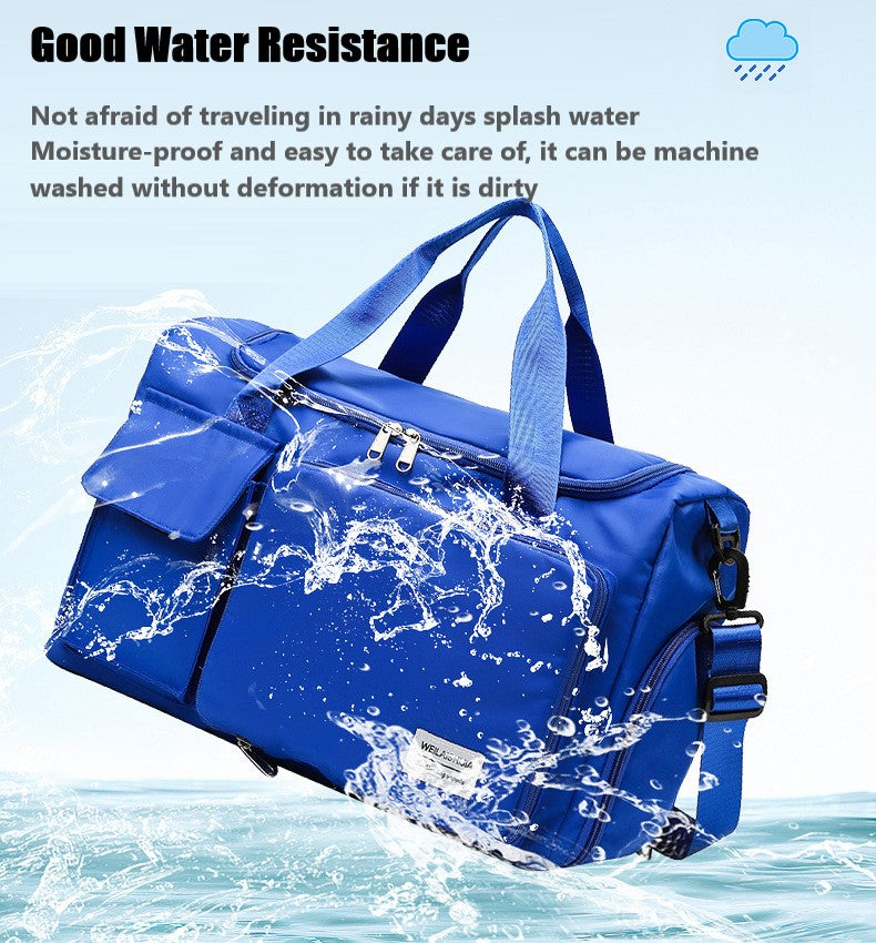 Large Capacity Travel Bag with Shoe Compartment and wet pocket/Unisex Sports Yoga Gym Fitness Training Shoulder Bag